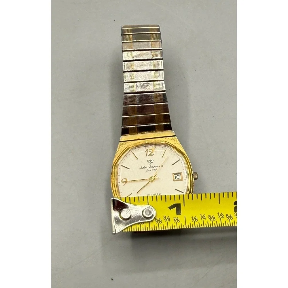 Jules Jurgensen 4530 Quartz Watch Gold Tone 2 Tone Expansion Band Date White